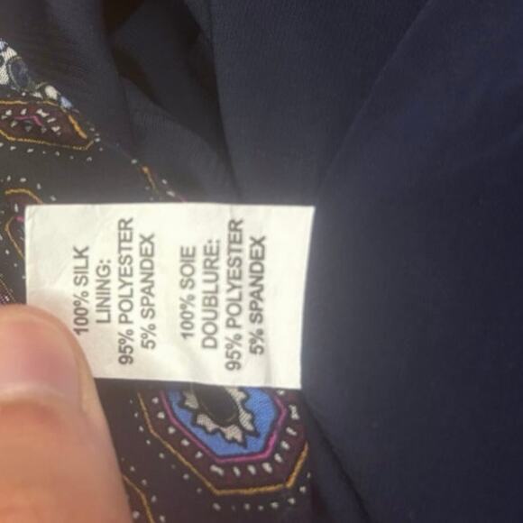 Ramy Brook Printed Davie Silk Smocked V Mini Dress EUC Navy/Pattern Size Small - Picture 9 of 10